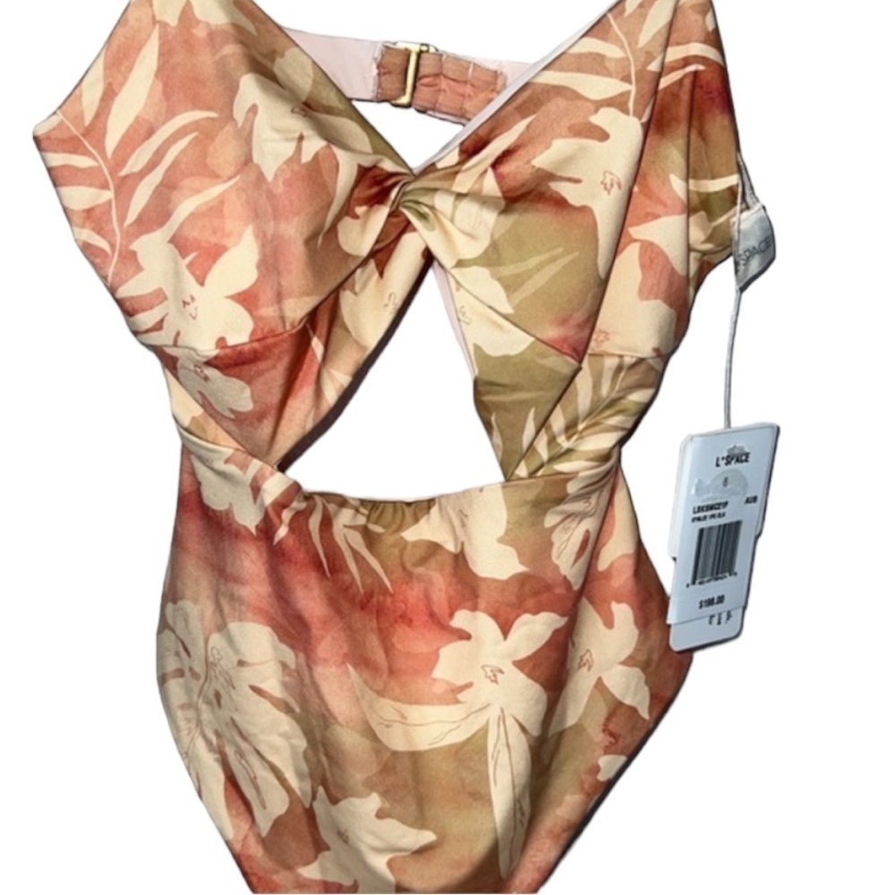 L*SPACE Kyslee Floral Cutout One Piece Swimsuit Size 6 - Picture 3 of 5
